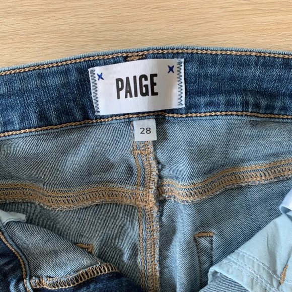 PAIGE Verdugo Crop Ankle Skinny Jeans Spence Destructed – Blue, Size 28 - Picture 6 of 15